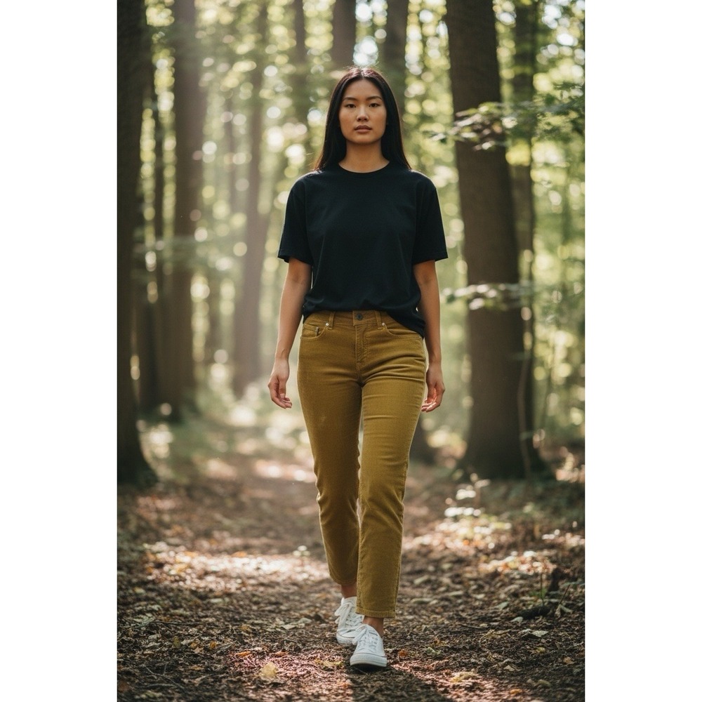 Pilcro Anthropologie Size 26 The Yaya Mid-Rise Gold Corduroy Crop Flare Jeans